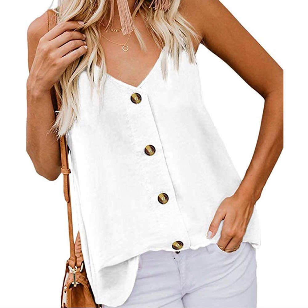 V-Neck Button Up Tank Top
